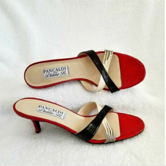 New Pancaldi Snake Strap Sandals 9.5AA Kitten Heel - Picture 1 of 8